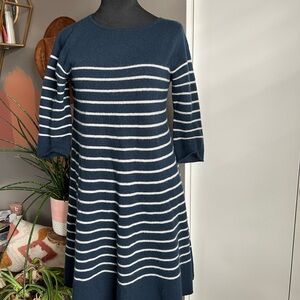 Autumn Cashmere Navy and White Striped Knit Top